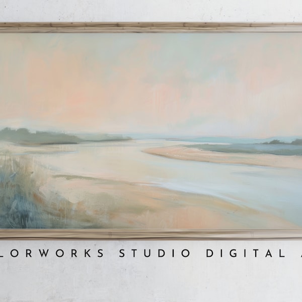 Samsung Frame TV Art | Abstract Landscape | Soft Pastel Sunset Marsh | Coastal Imagery