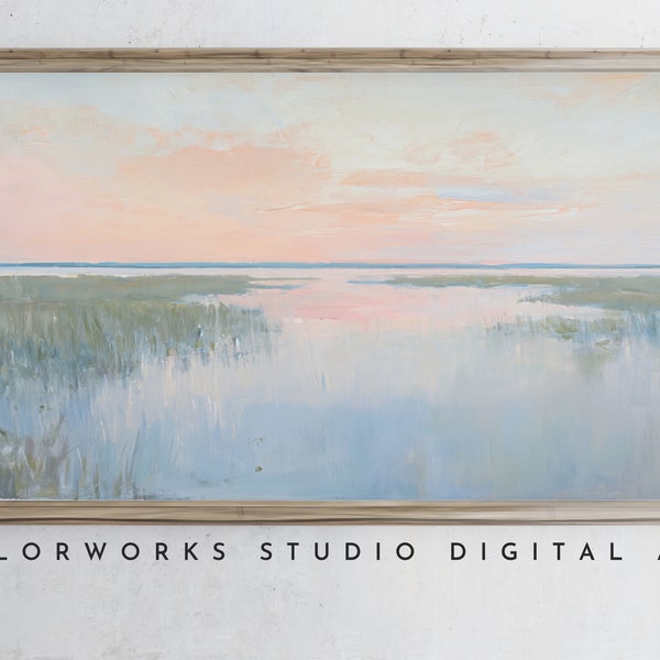 Samsung Frame TV Art | Abstract Landscape | Sunset Marsh | Soft Pastel