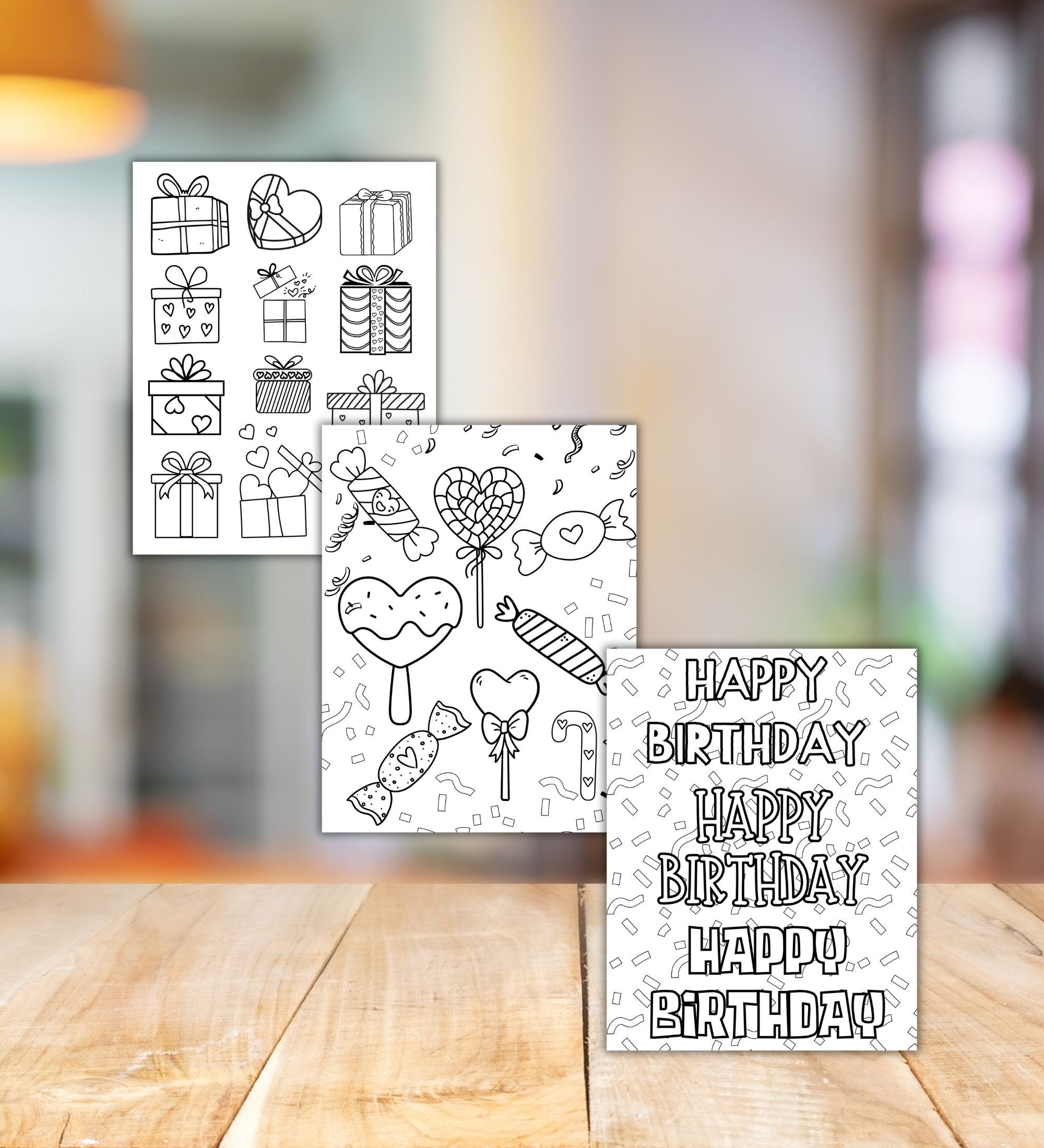 Happy Birthday Coloring Page for Kids - Printable Design With Cake ...
