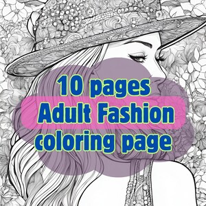Adult Fashion Coloring Book: 10 Detailed Printable Pages (Instant Download)