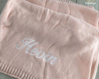 Manta personalizada para bebé recién nacido de punto, manta bordada con nombre de bebé con fecha, manta para cochecito de colores cómodos, nuevos regalos de ropa de cama para bebés