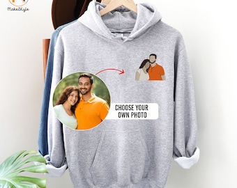 Embroidered Couple Portrait Photo Hoodie, Custom Faceless Family Matching Hoodie, Custom Birthday Anniversary Gift, Cute Gift for Girlfriend