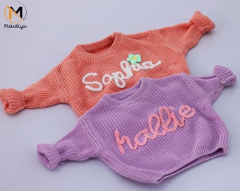 Personalized Baby Name Sweater, Embroidered Children Sweatshirt, Knit Sweater Toddler, Custom Baby Sweater with Name, Customized Baby Gifts