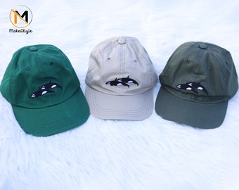 Geborduurde orka walvis snapback caps, oceaan orka visserij hoed, schattige zee dierenliefhebber zomer caps, gemakkelijk passende comfortabele hoed, cadeaus voor papa