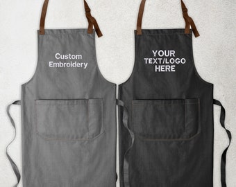 Custom Embroidery Aprons, Personalized Logo/Text Kitchen Chef Apron, Adjustable Unisex Apron, Special Gift for Bakers, Housewarming Gifts