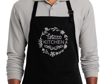 Custom Embroidered Apron, Personalized Name Chef Kitchen Aprons, Special Apron With Pockets, Comfy Apron Gift for Her, Housewarming Gifts