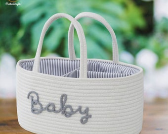 Personalized Baby Name Basket, Embroidered Cute Baby Basket, Unique Storage Nursery Custom Name Basket, Monogram Toy for Baby Birthday Gifts
