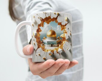 New 3d qubbat sakhra mosque with gold  wall wrap mug Png  , al quds mosque, Palestine mosque, mug wrap png , aqsa mosque digital download