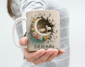 3d Eid Adha Mubarak wall  Mug Wrap, 11oz & 15oz Mug Template, Mug Sublimation Design, Mug Wrap Template, Instant Digital Download PNG