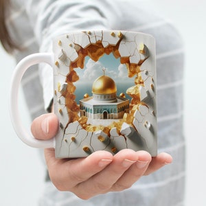 New 3d qubbat sakhra mosque with gold wall wrap mug Png , al quds mosque, Palestine mosque, mug wrap png , aqsa mosque digital download