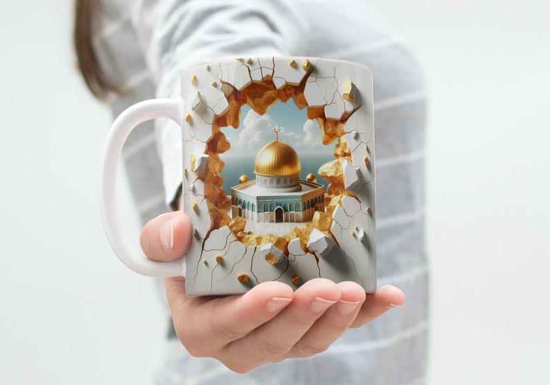 New 3d qubbat sakhra mosque with gold wall wrap mug Png , al quds mosque, Palestine mosque, mug wrap png , aqsa mosque digital download