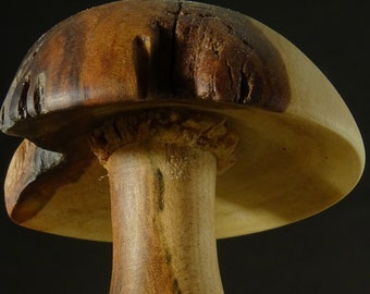 Champignon décoratif en bois tourné, idée cadeau original, décoration artisanal