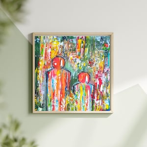 抽象的なアクリル画の家族 - モダンな壁アート - 手描きのボヘミアン壁アート - ダウンロード用のカラフルなポスター - ユニークなアートワーク