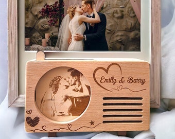 Wedding Music Box - Unique Anniversary Gift - Custom Wood Burning Portrait