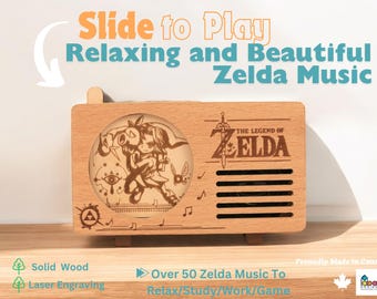 Zelda Music Box with Slide-to-Play Function | Beautifully Engraved Design | Customizable Relaxing Music for Focus, Stress Relief & Study