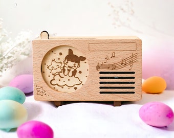 Easter Gifts For Kids, Wooden Music Box, Easter Basket For Boy, Girl, Children, Easter for Kids, Baby Gift, Gift for Kids, Radio