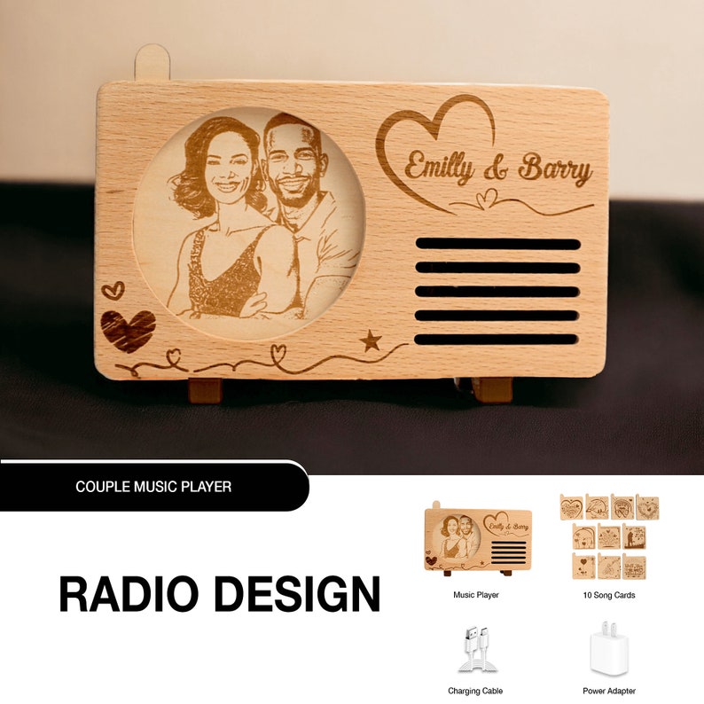 custom photo engraved music box, custom music player, couple portrait custom gift, family day gift, father day gift, mother day gift, wood photograph, wood portrait, burned wood photo, wood family portrait, anniversary gift, wedding gift