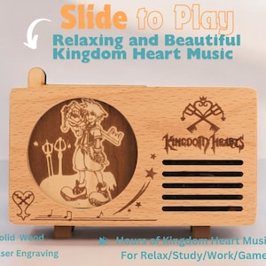 Kingdom Hearts Slide-to-Play Music Box | 9 Wooden Music Cards | Keyblade, Sora, Riku, Kairi Theme Songs | Relaxing Video Game Music
