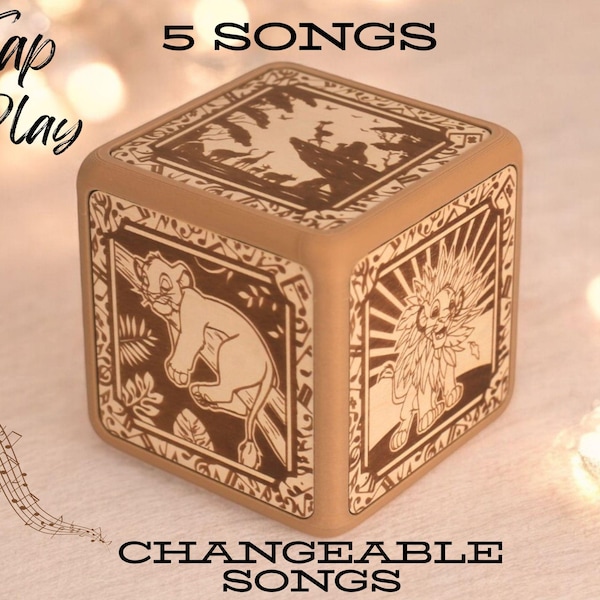 The Lion King Music Box ' Can You Feel the Love Tonight ' Song | Tap-to-Play Music Box | Custom Wooden Engraved Handmade Vintage Gift