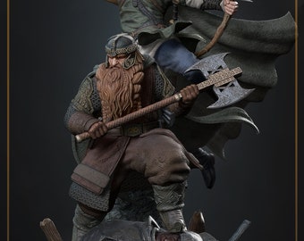 El Señor de los Anillos Gimli y Legolas - Kit di Montaggio Stampato in Resina Modello 3d Figurina Collezionabile da dipingere