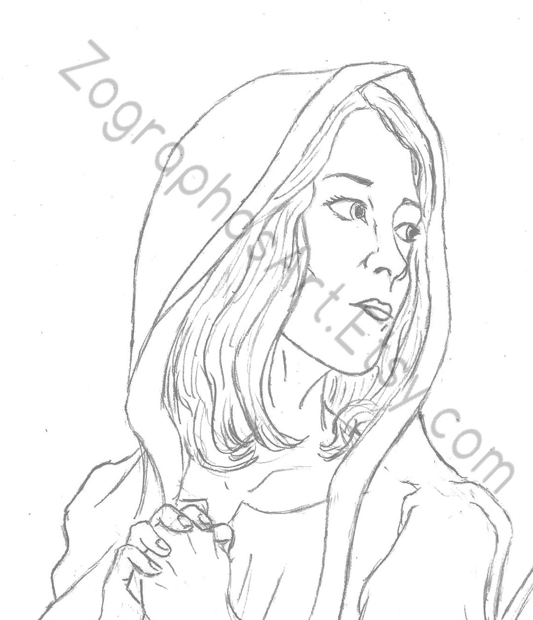 Blessed Virgin Mary Drawing Digital Print Digital Download Christian