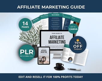 Affiliate Marketing Guide PDF PLR Use Rights, Editable Template Affiliate Marketing Training Course for Beginners PLR Digital Product