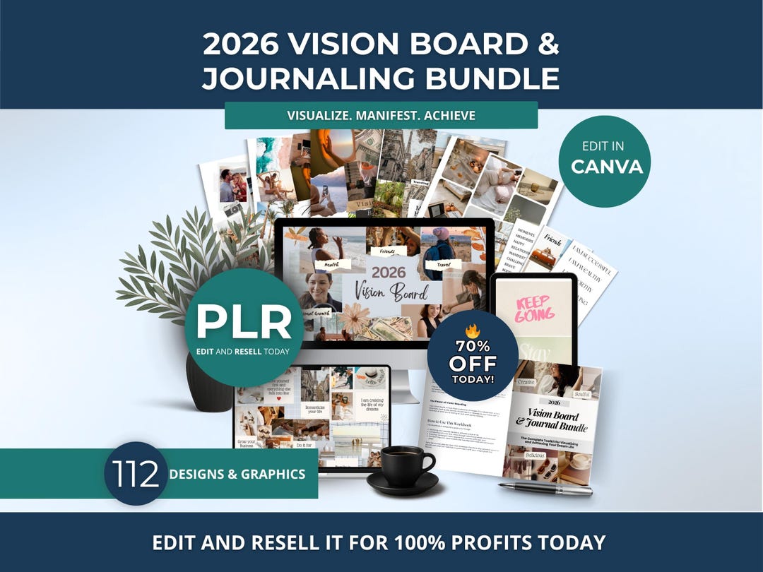 2026 Vision Board & Journaling Canva Templates Bundle, Editable Vision ...