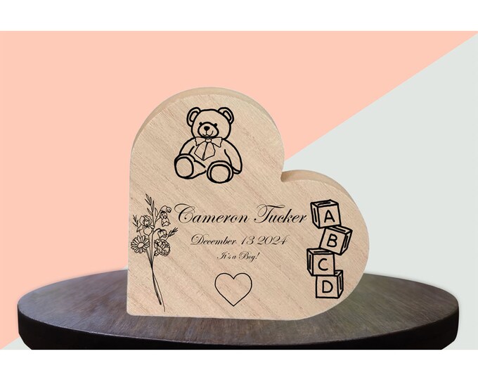 Custom Baby Shower Gift, Baby Boy, Baby Girl, Gift for Mom, Gift for Dad, New Mom, New Dad, Wood Engraved Gift, Baby Shower Decor