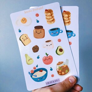 Feuille d'autocollants pour le petit-déjeuner kawaii