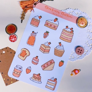Feuille d'autocollants sablés aux fraises