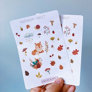 Feuille d'autocollants forêt de champignons