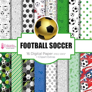 Fußball Fußball Digitales Papier + Clipart Sofort Download | JPEG