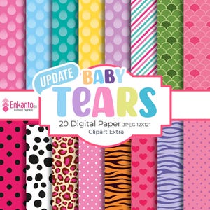 Download immediato di carta digitale + clipart Baby Tears | Formato JPEG