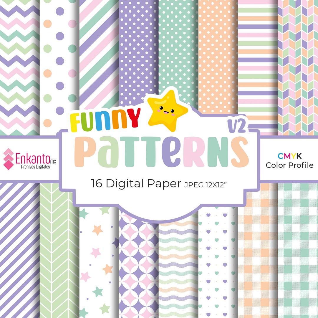 Fun Pattern A4 New Funny Pattern V.2 Digital Paper Instant Download | JPEG - Etsy