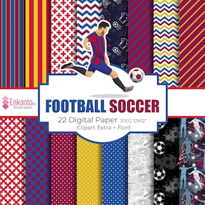 Calcio Calcio V2 Carta Digitale + Clipart PNG + Font Download Istantaneo | Formato JPEG