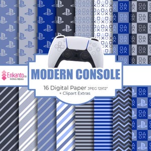 Modern VideoGame Console Digital Paper + Clipart Instant Download | JPEG