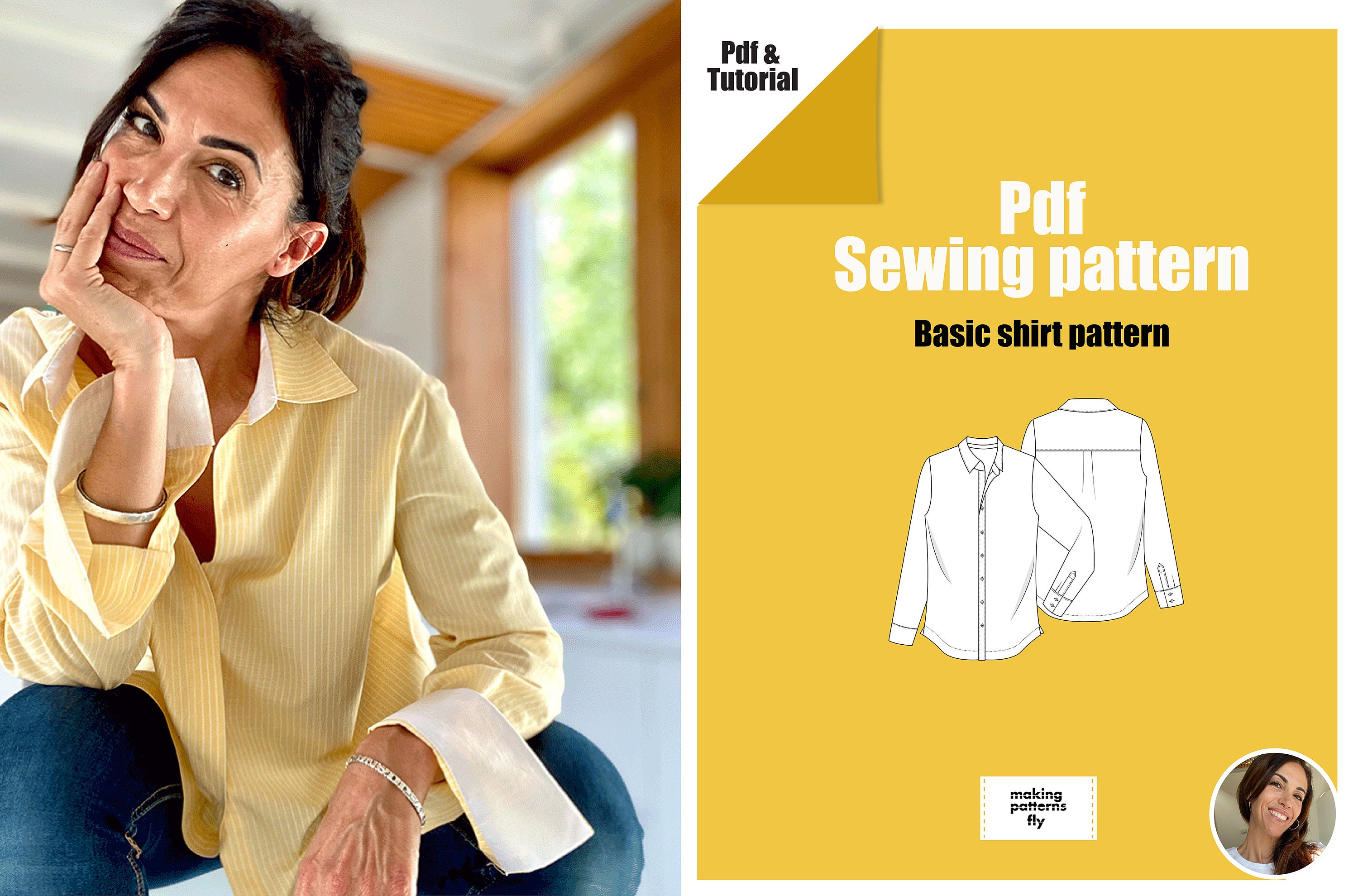Basic Shirt Pattern, Digital Pattern, Women's Shirt Pattern, Women's ...