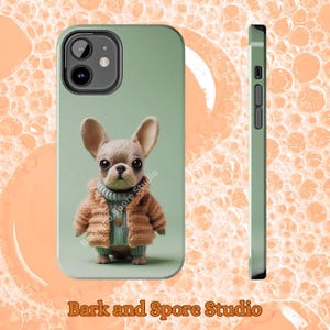French Bulldog Tough I Phone Samsung Case for Frenchie Lover Gift for French Bulldog Owner Knitted Gift for Dog Lover