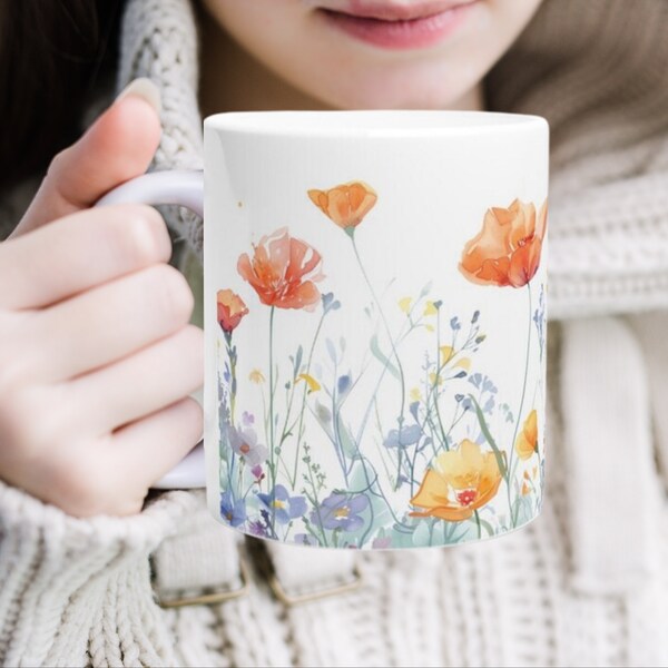 Frühling Tasse Blumen Geschenk für Frauen Keramik Blumen Tasse beste Freundin Geschenk Kollegin Mama