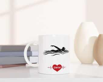 Swimming cup swimmer leisure mug bathing sport water cup water sports breaststroke hobby swim crawl swimmer heart