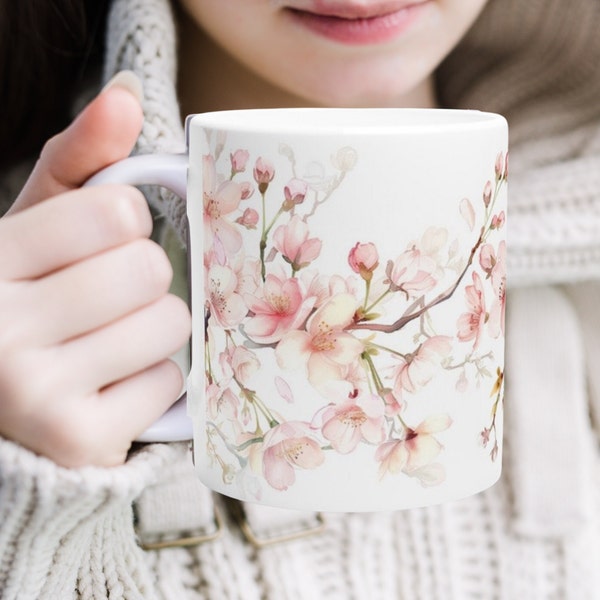 Kirschblüte Tasse Blumen Tasse Frühling Geschenk für Frauen Keramik Japanische Blumen Tasse beste Freundin Geschenk Kollegin Mama