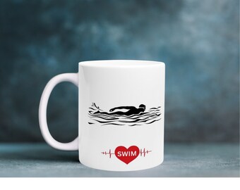 Swimming cup swimmer leisure mug bathing sport water cup water sports breaststroke hobby swim crawl swimmer heart