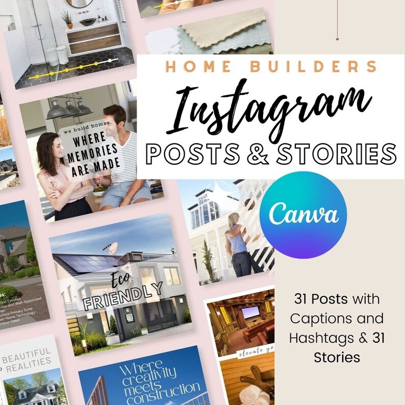 Instagram Post With Captions and Story Bundle for Home Builders (real ...