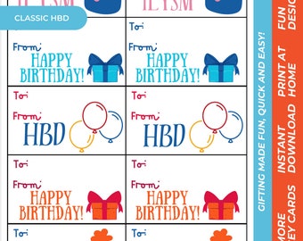 Geburtstag Geschenkanhänger - Printable (Digitaler Download)