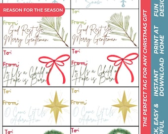 Christliche Weihnachten Geschenkanhänger - Printable (Digitaler Download)