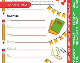 Lehrer Favoriten Fill-in-the-Blank Personalisiertes Geschenk (Digitaler Download)