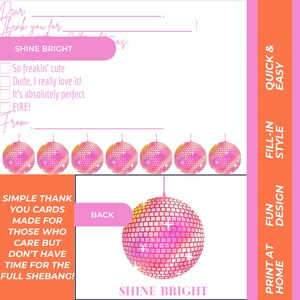 Thème disco rose moderne simple à remplir pour adolescents pour adolescents Merci CARTE D'ORDRES DOUBLE FACE 5 * 7 - Téléchargement numérique