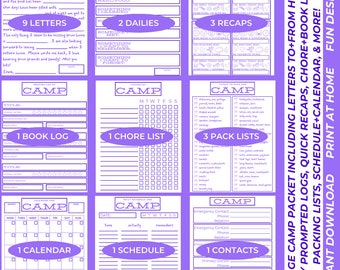 Camping Planer mit Camp Journal, Buchstaben, Stundenplan - Printable (Instant Download)