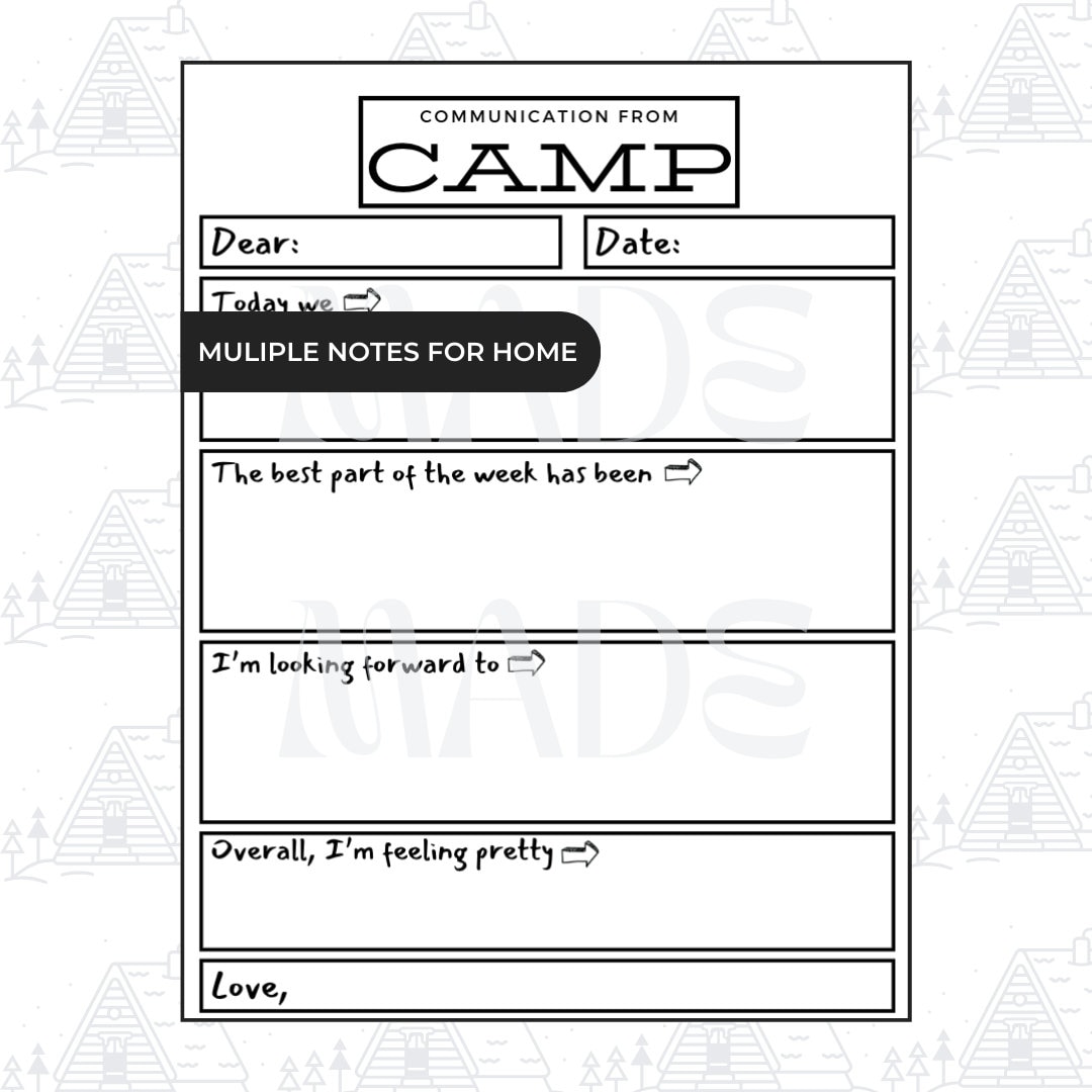 Packing Letters All Things Camping Packet (packing, Letters, Daily Journaling, Schedule ...