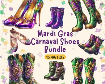 15 Mardi Gras PNG Bundle, Western Mardi Gras Clipart, Fleur de Lis PNG, Mardi Gras Shirt Design, Instant Download Elements, Sublimation File